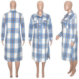 SC Classic Plaid Print Long Sleeve Coat SH-390410