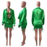 SC Sexy Bra+Long Sleeve Top+Mini Skirt 3 Piece Sets NIK-319