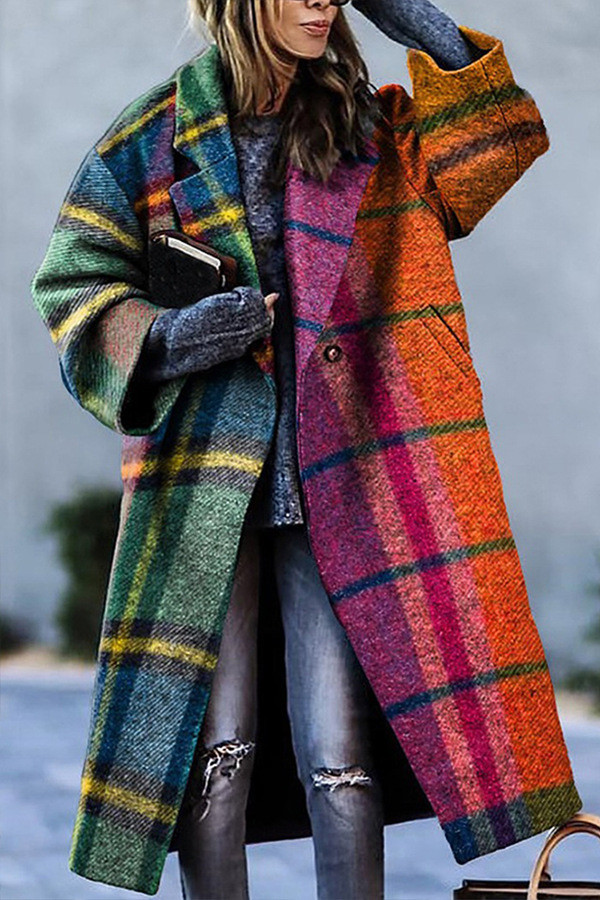 SC Casual Plaid Full Sleeve Long Coat MK-3129