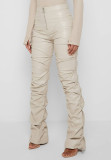 SC PU Leather Zipper Skinny Stacked Pants GWDS-220915