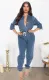 SC Plus Size Denim 3/4 Sleeve Jeans Jumpsuit LX-7502