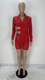 SC Sexy Irregular Blazer Coat+Mesh Patchwork Shorts 2 Piece Sets XYF-9182