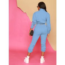 SC Solid Fleeced Long Sleeve Two Piece Pants Sets IV-8345