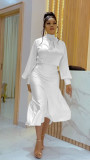 SC Solid Long Sleeve Midi Skirt 2 Piece Sets OMY-81056