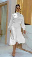 SC Solid Long Sleeve Midi Skirt 2 Piece Sets OMY-81056
