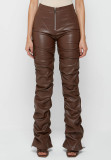 SC PU Leather Zipper Skinny Stacked Pants GWDS-220915