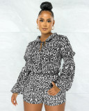 SC Sexy Printed Blouse Top And Shorts 2 Piece Sets ME-8193