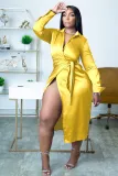 SC Sexy Solid Long Sleeve Split Shirt Dress ME-8203