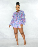 SC Sexy Printed Blouse Top And Shorts 2 Piece Sets ME-8193
