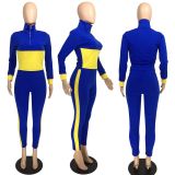 SC Casual Sports Splice Long Sleeve Two Piece Pants Set LM-8340