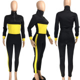 SC Casual Sports Splice Long Sleeve Two Piece Pants Set LM-8340