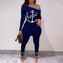 SC Plus Size Sexy Printed Split Top And Pants 2 Piece Sets NY-10280