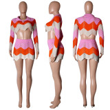 SC Sexy Knit Long Sleeve Crop Top Mini Skirt 2 Piece Sets ME-8208