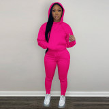 SC Solid Plush Hoodie Top And Pants 2 Piece Suits CH-8197