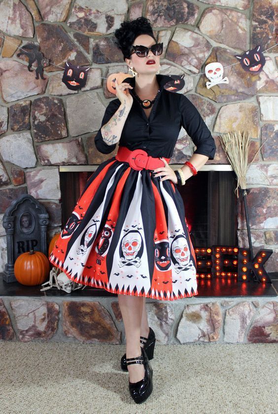 SC Fashion Halloween Print Skirt (Without Belt ) NK-8062