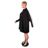 SC Fashion Casual Bat Sleeve Loose Zip Dress BS-1318