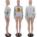 SC Plus Size Halloween Print Sweatshirts Tops YH-5279