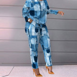 SC Plus Size Casual Printed Two Piece Pants Set NY-2577