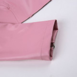 SC Fashion PU Leather Pink Crop Jacket GLRF-25671