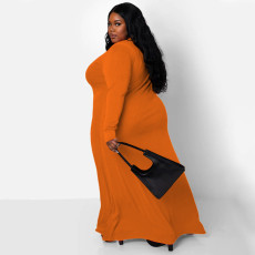 SC Plus Size Long Sleeve Single Breasted Maxi Dress NNWF-7701