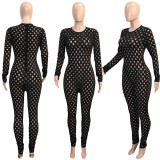 SC Sexy Hollow Out Long Sleeve Tight Jumpsuit SH-390414
