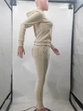 SC Fleece Solid Color Hooded Pocket Sweatshirt And Pants 2 Piece Set TK-6258