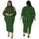 SC Plus Size Fashion Sexy Sleeveless Houndstooth Print Dress Set NNWF-7708