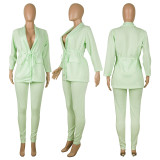SC Solid Color Drawstring Blazer And Pant Two Piece Set MA-Y522