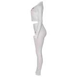 SC Casual Print Zipper Long Sleeve Pant Sport 2 Piece Set GOSD-6823