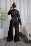 SC Solid Irregular Hoodies And Ruched Wide Leg Pant Suits CQ-191