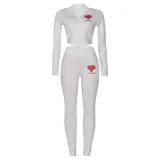 SC Casual Print Zipper Long Sleeve Pant Sport 2 Piece Set GOSD-6823