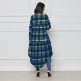 SC Plus Size Plaid Full Sleeve Long Coat AMLF-3026