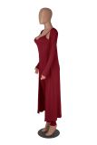 SC Sexy Solid Sling Jumpsuit+Loose Long Coat Two Piece Set MZ-2769