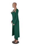 SC Sexy Solid Sling Jumpsuit+Loose Long Coat Two Piece Set MZ-2769
