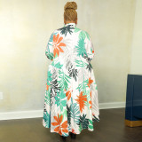 SC Plus Size Casual Long Sleeve Big Swing Print Dress OSIF-22529