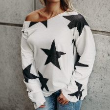 SC Plus Size Casual Star Print Long Sleeve T Shirts TE-4485