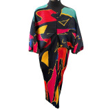 SC Fashion V-neck Dolman Sleeve Print Dress NNWF-10263