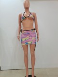SC Printed Halter Neck Bikini Swimsuit Three Piece Set NYF-8052