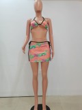 SC Printed Halter Neck Bikini Swimsuit Three Piece Set NYF-8052
