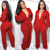 SC Sexy Solid Deep V Neck Tight Jumpsuit AIL-224