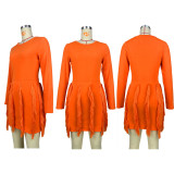SC Fashion Solid Color Tassel Slim Mini Dress MDF-5334