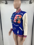 SC Plus Size Fashion Print Rib Patchwork Baseball Jackets JRF-3713
