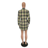 SC Casual Lapel Plush Plaid Shirt Dress BN-9400
