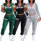 SC Casual Sports Letter Print Top And Pant 2 Piece Set GOSD-6828