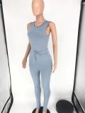 SC Solid Tank Top And Pants Slim Two Piece Sets HTF-6082
