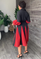 SC Fashion Long Sleeve Colorblock Shirt Dress LS-0382