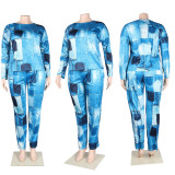 SC Plus Size Casual Printed Two Piece Pants Set NY-2577