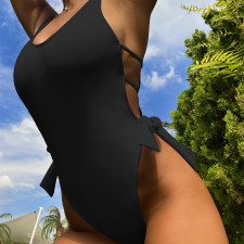SC Sexy Solid Hollow Out One-Piece Swimsuit CASF-6494