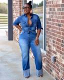 SC Plus Size Fashion Washed Jeans+Denim Coat Suits OD-8513