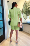 SC Fashion Solid Long Sleeve Blazer And Shorts Two Piece Set AIL-205